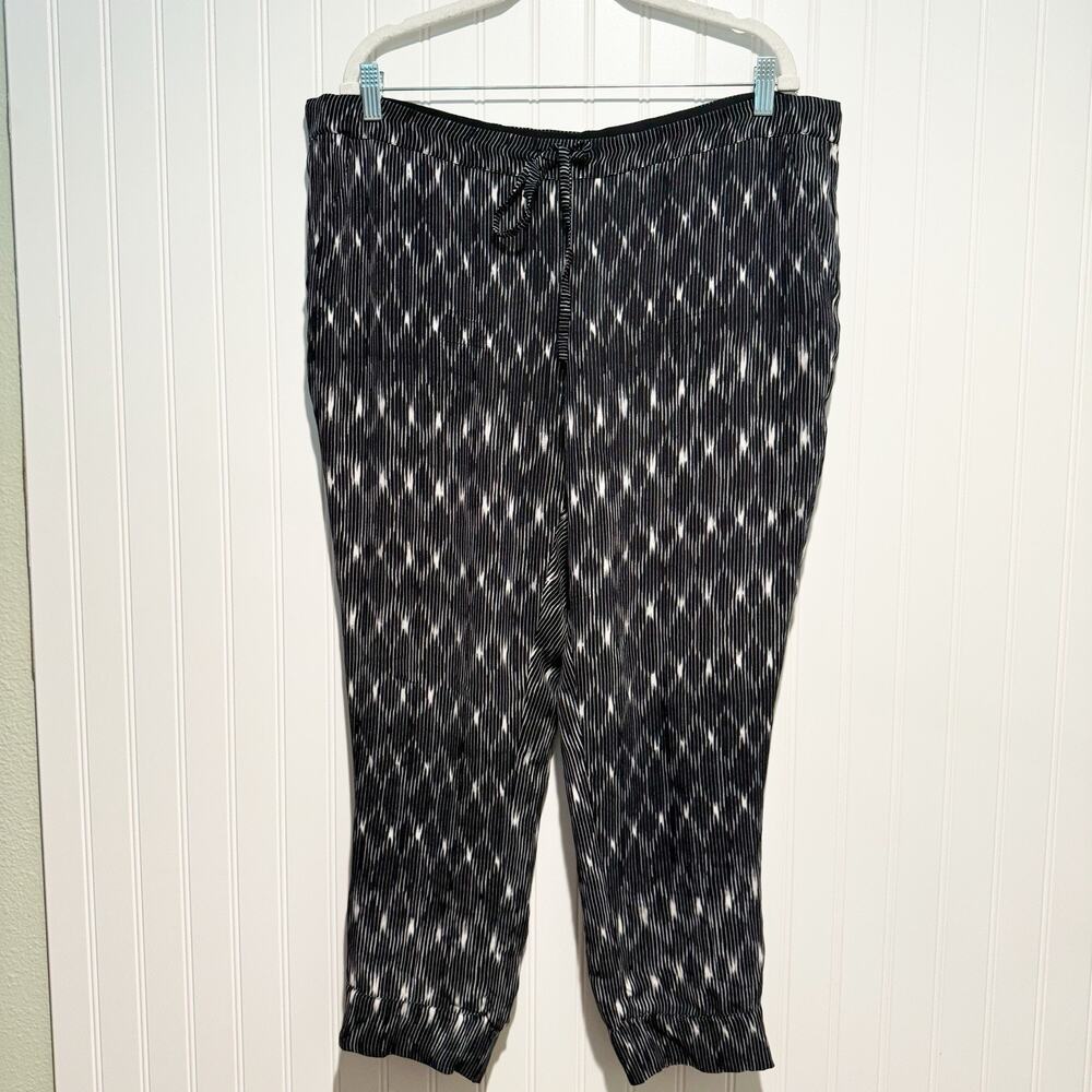 Brochu Walker Silk Tapered Pants Pull On Style Black White Size Large